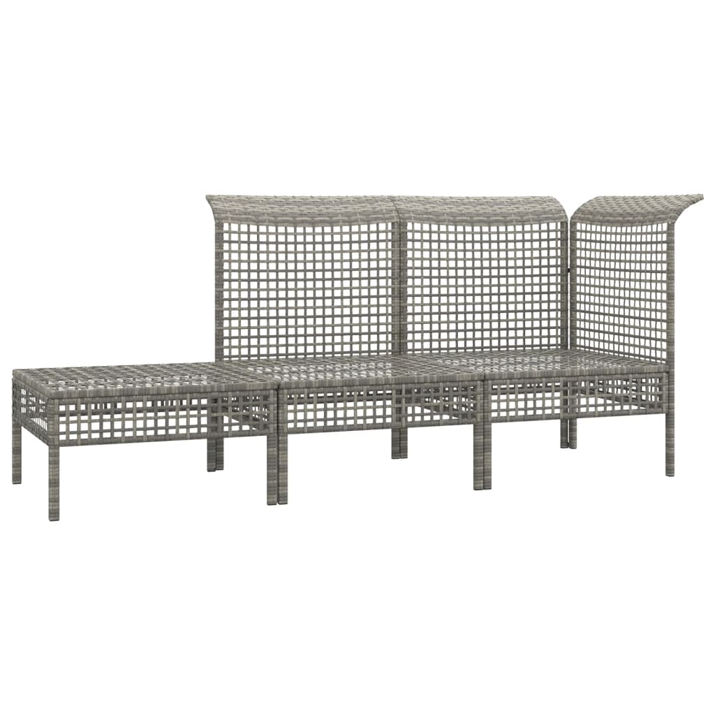 Set de muebles de jardín 3 pzas y cojines ratán sintético gris vidaXL