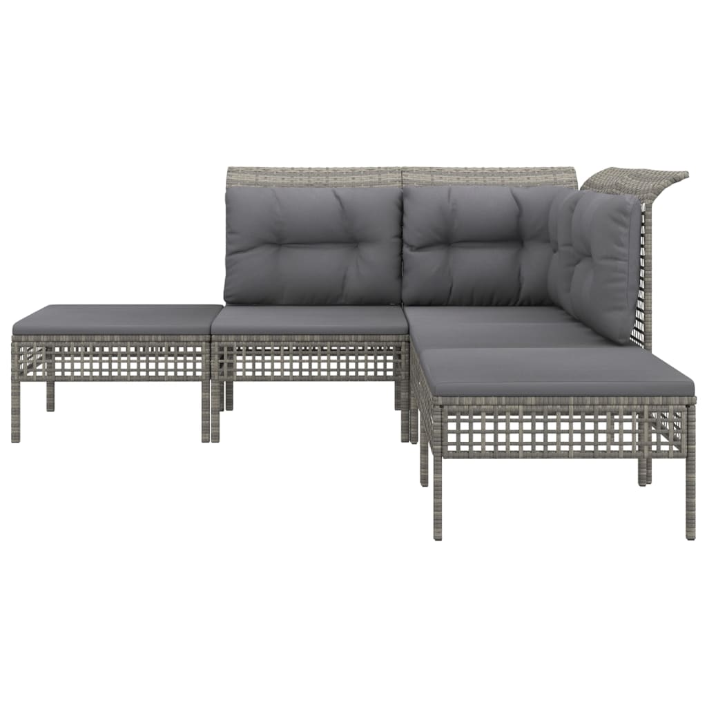 Set de muebles de jardín 5 pzas y cojines ratán sintético gris vidaXL