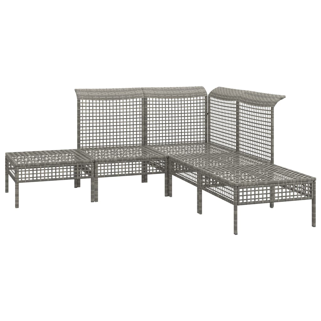 Set de muebles de jardín 5 pzas y cojines ratán sintético gris vidaXL