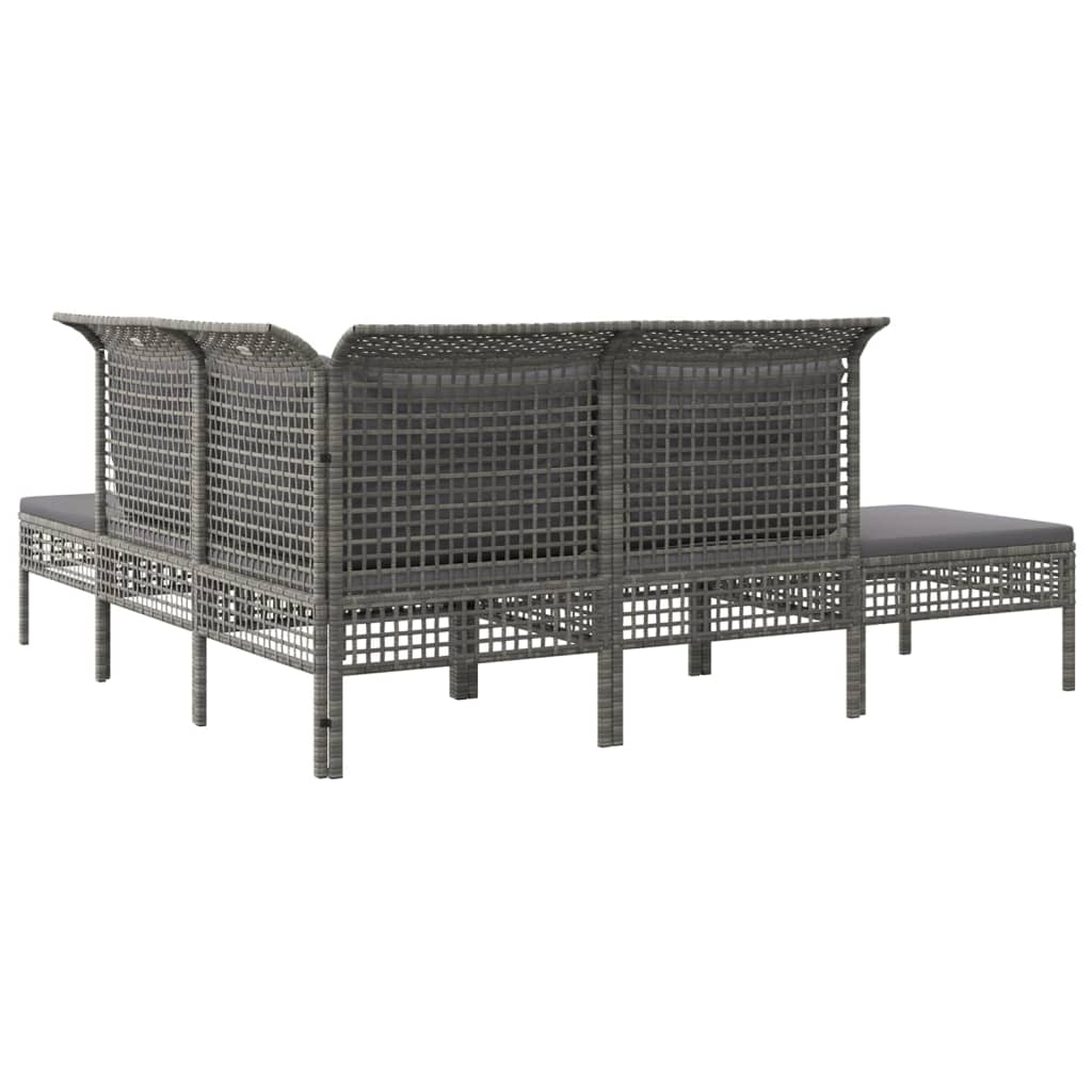 Set de muebles de jardín 5 pzas y cojines ratán sintético gris vidaXL