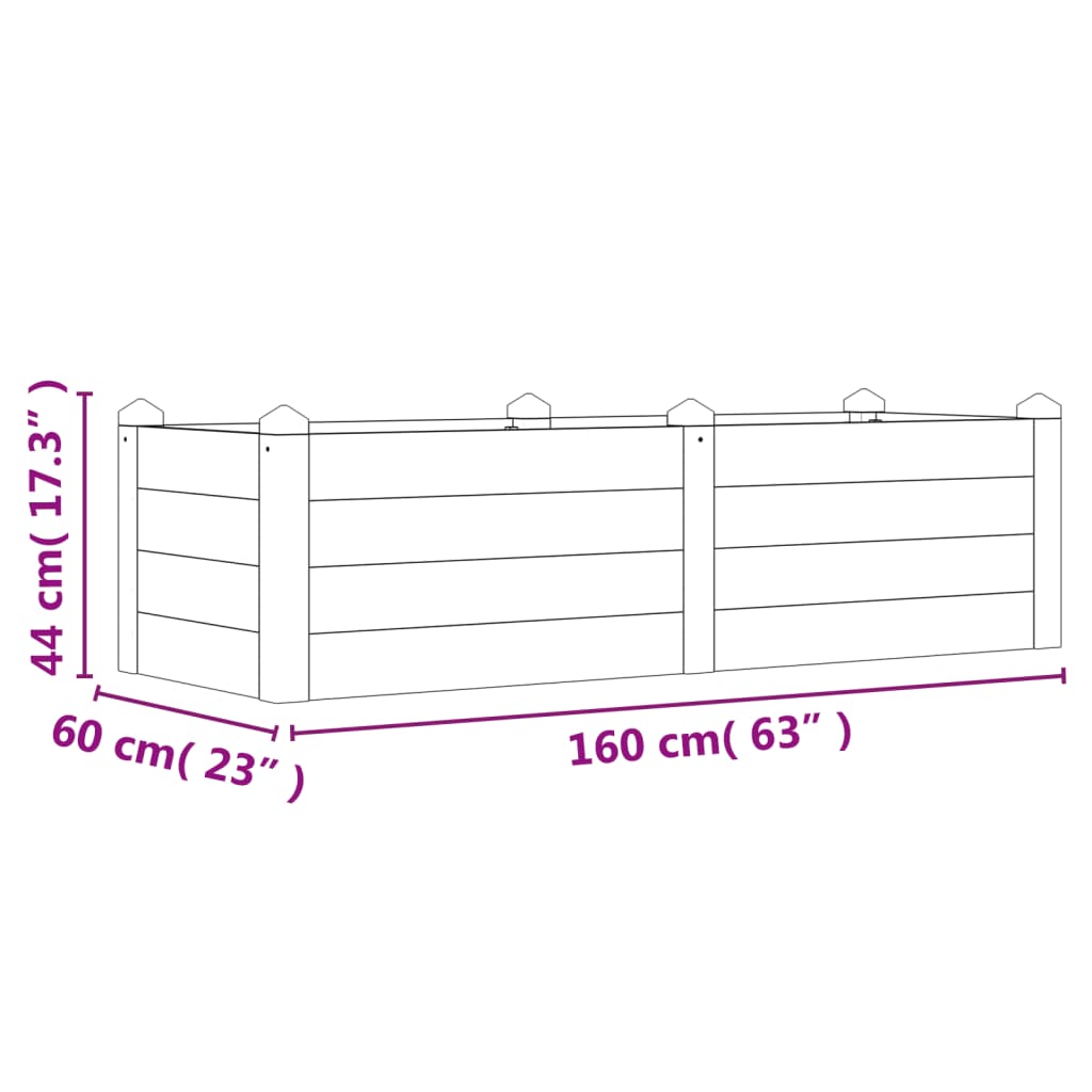 Jardinera arriate madera maciza acacia 160x60x44 cm