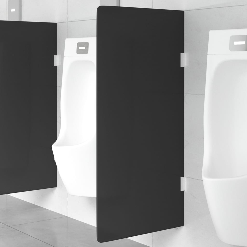 Vetonek Panel privacidad urinario pared vidrio templado negro 90x40 cm