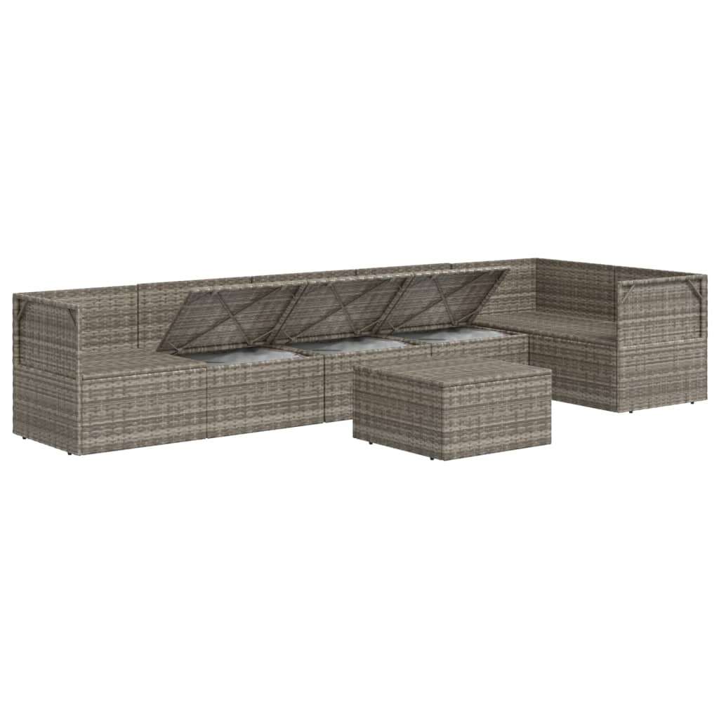 Set de muebles de jardín 7 pzas y cojines ratán sintético gris vidaXL