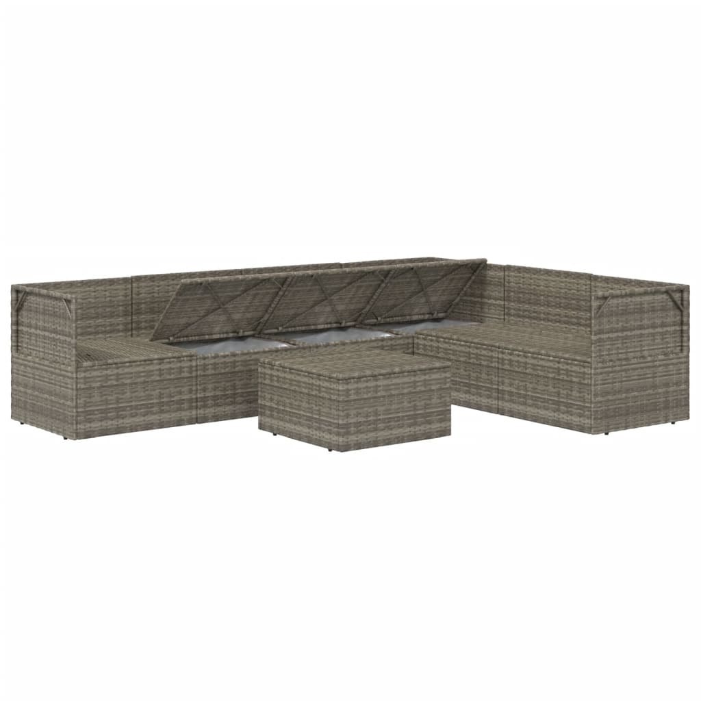 Set de muebles de jardín 7 pzas y cojines ratán sintético gris vidaXL