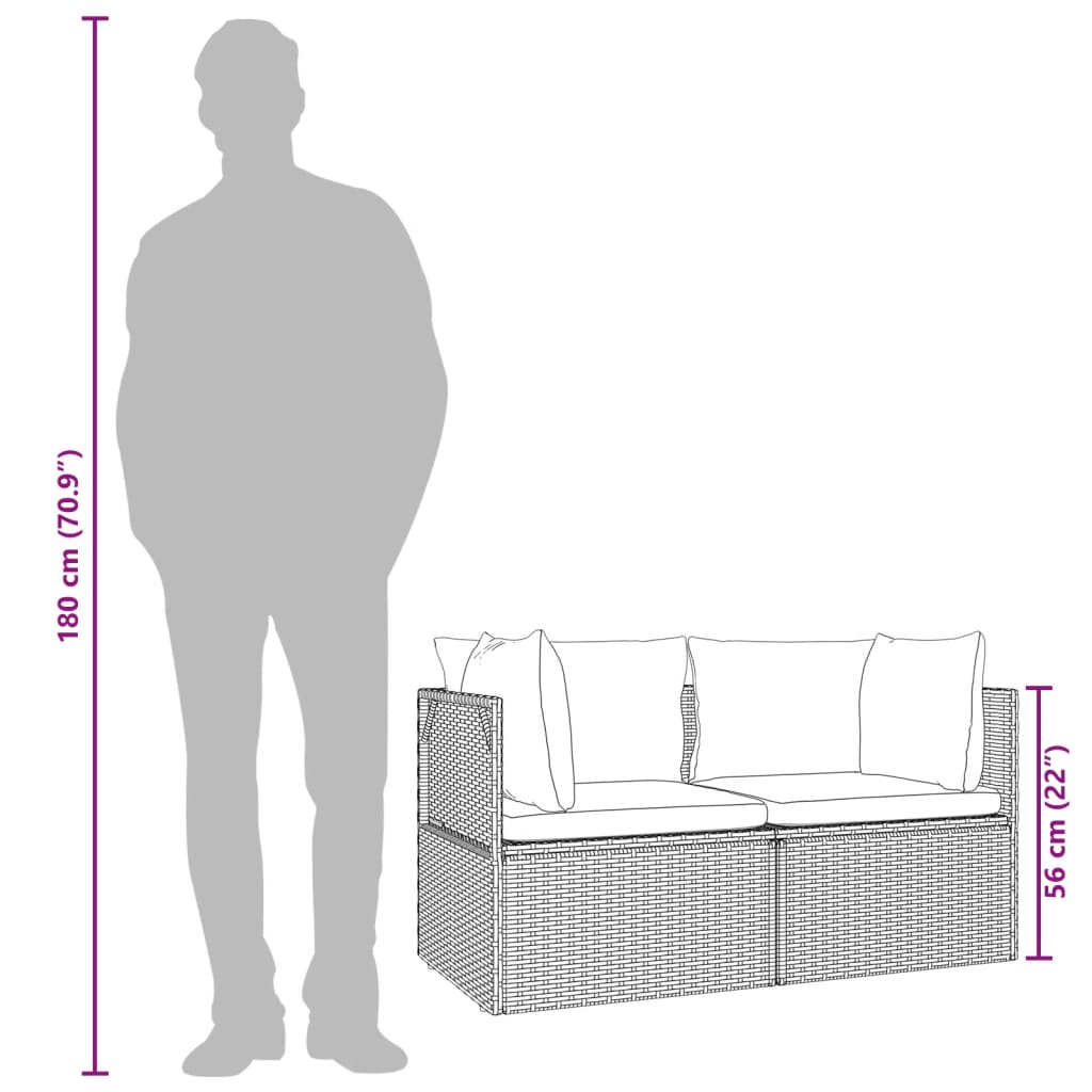 Set de muebles de jardín 5 pzas y cojines ratán sintético gris vidaXL