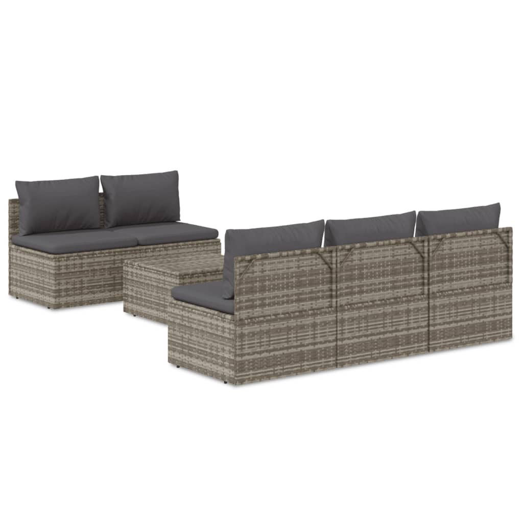 Set de muebles de jardín 6 pzas y cojines ratán sintético gris vidaXL