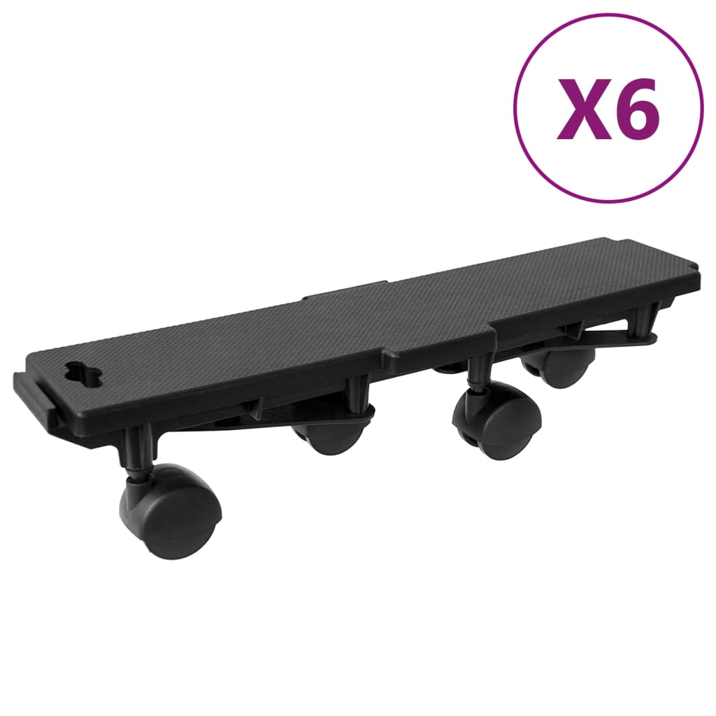 Vetonek Plataformas móviles con 4 ruedas 6 uds PP negro 170 kg