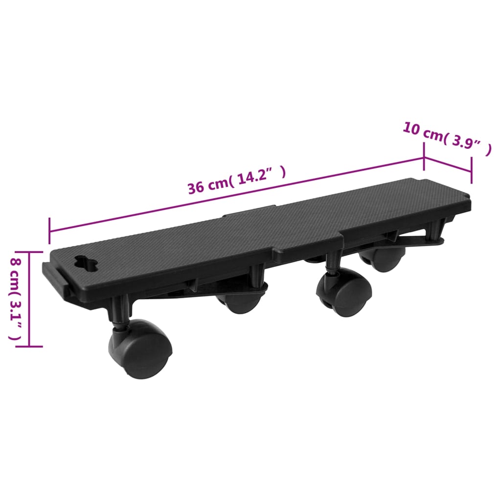 Plataformas móviles con 4 ruedas 6 uds PP negro 170 kg vidaXL