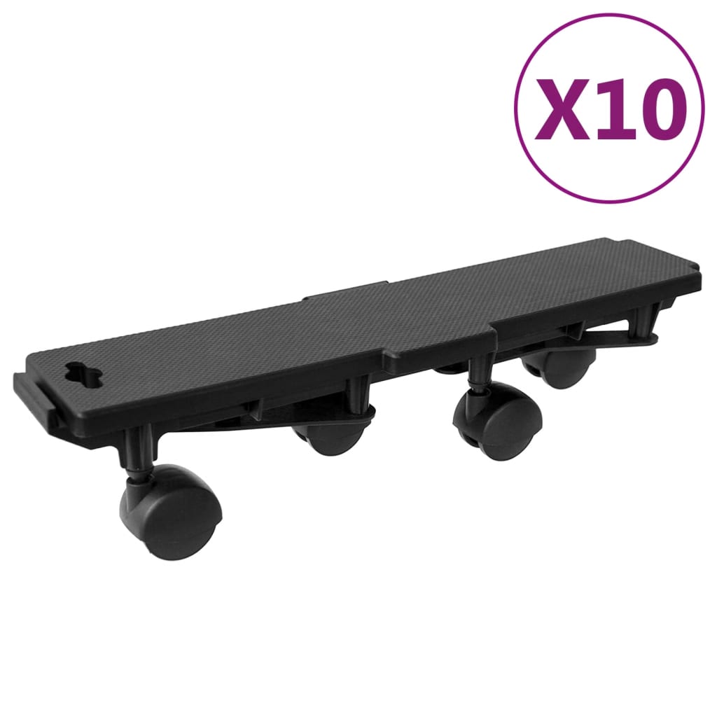 Vetonek Plataformas móviles con 4 ruedas 10 uds PP negro 170 kg