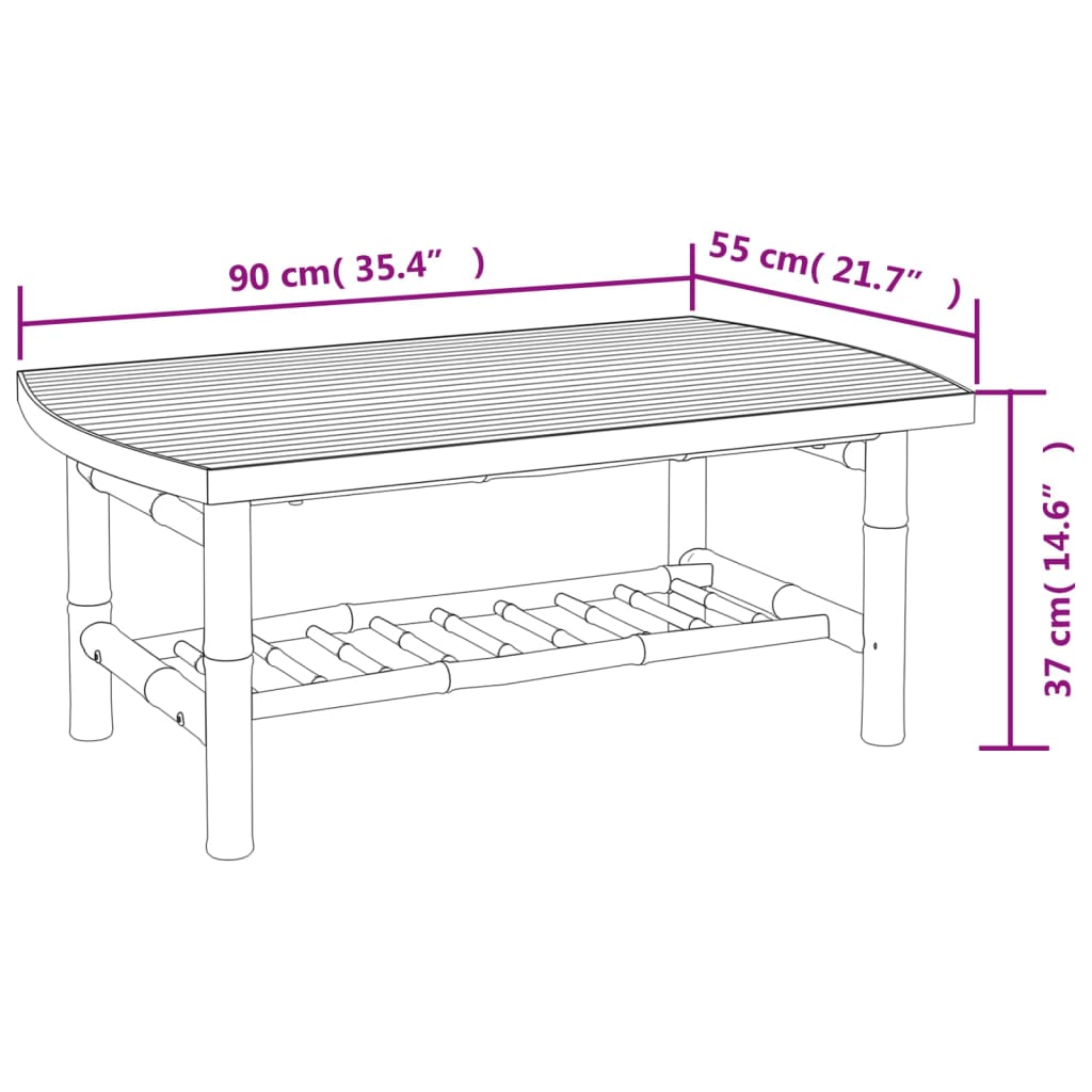 Set de muebles de jardín 4 piezas bambú y cojines blanco crema vidaXL