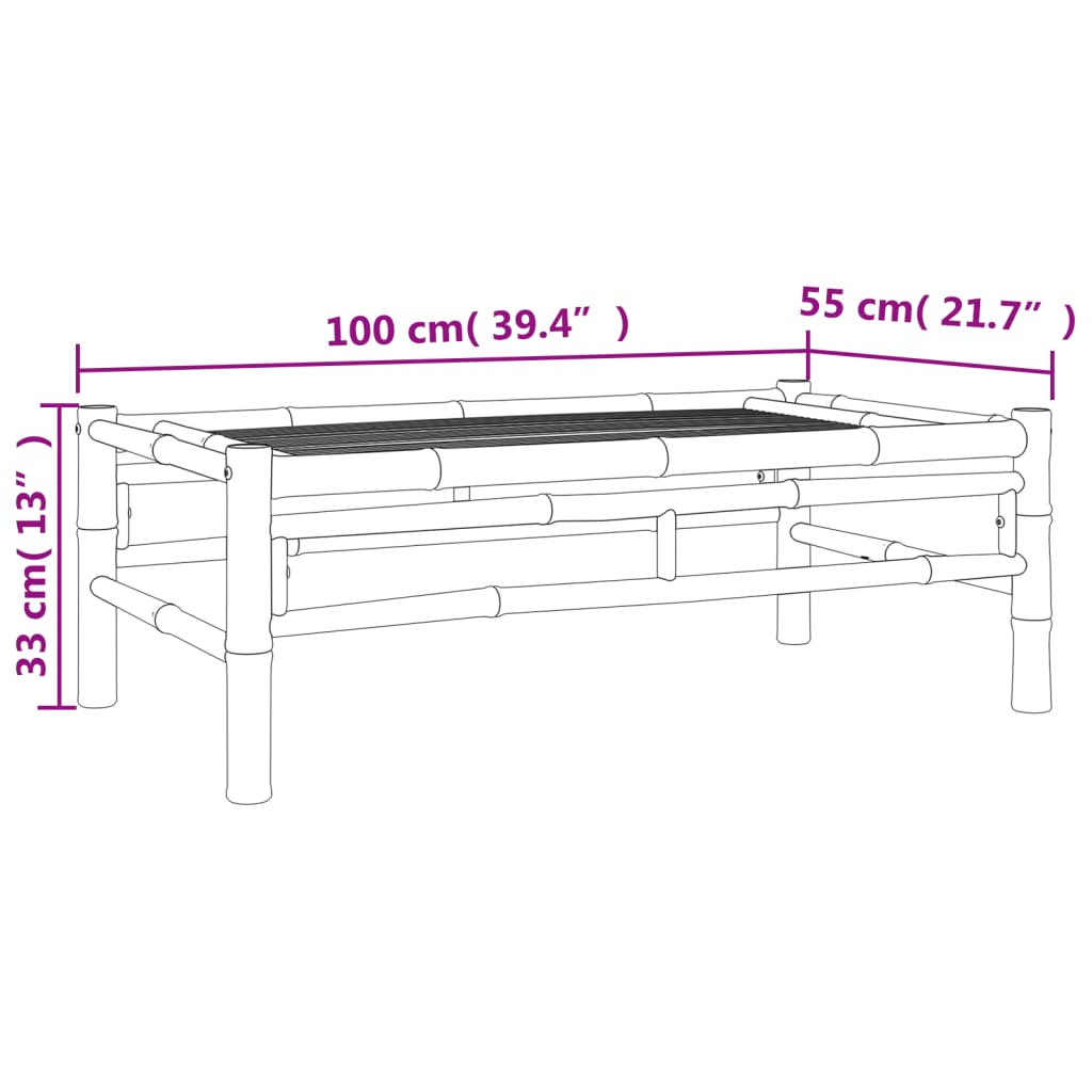 Set de muebles de jardín 5 piezas bambú con cojines gris oscuro vidaXL