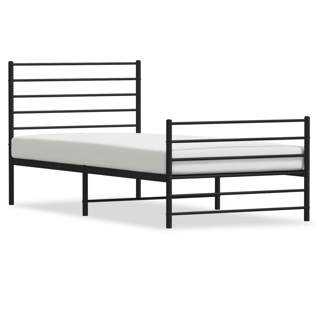 Estructura cama sin colchón con estribo metal negro 90x190 cm vidaXL