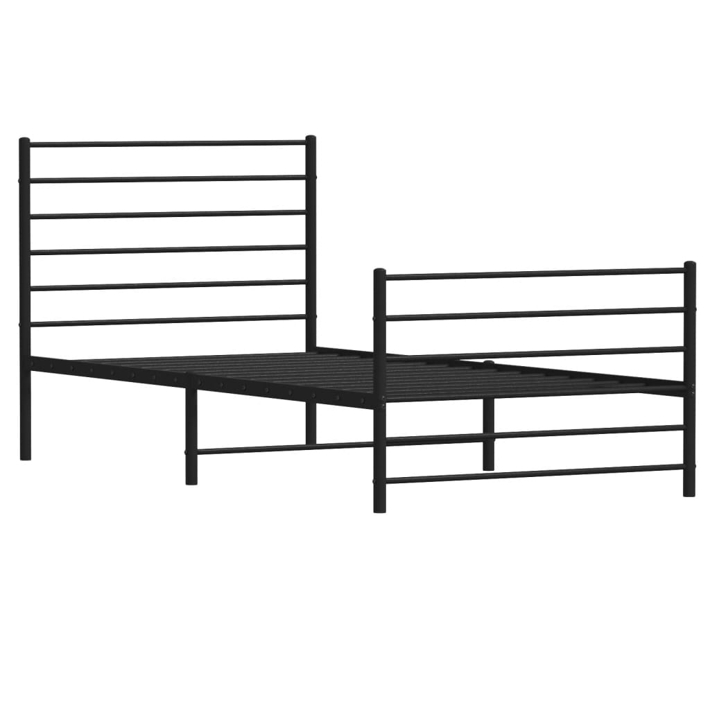 Estructura cama sin colchón con estribo metal negro 90x190 cm vidaXL