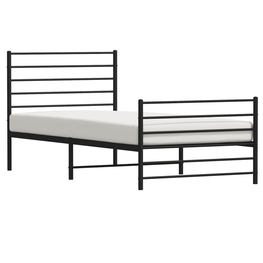 Estructura cama sin colchón con estribo metal negro 90x190 cm vidaXL