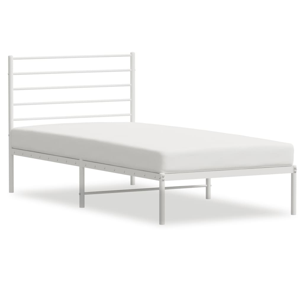 Estructura cama sin colchón con cabecero metal blanco 90x190 cm vidaXL