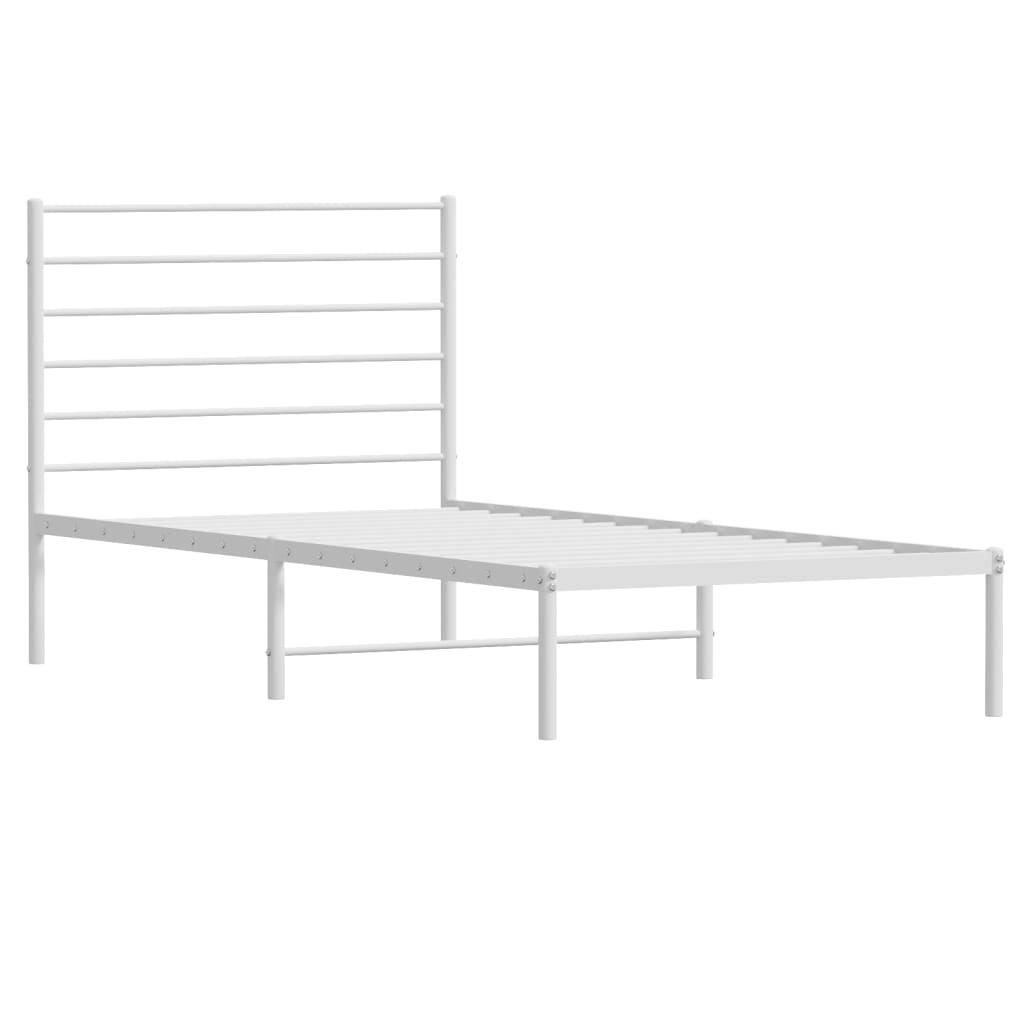 Estructura cama sin colchón con cabecero metal blanco 90x190 cm vidaXL