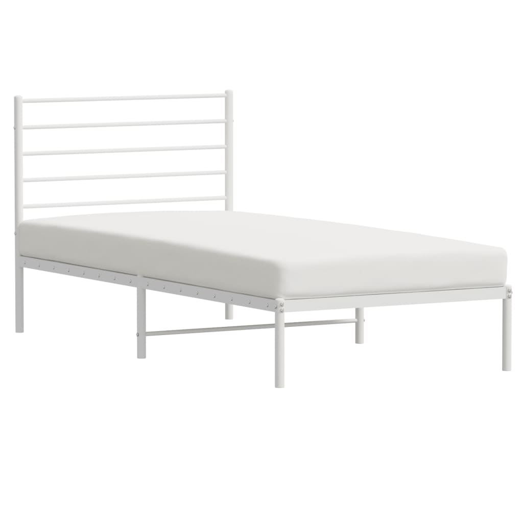 Estructura cama sin colchón con cabecero metal blanco 90x190 cm vidaXL