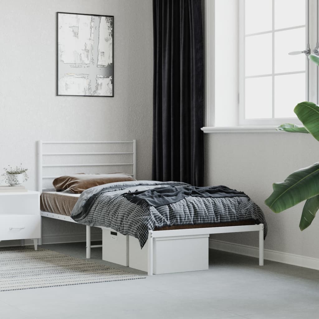 Vetonek Estructura cama sin colchón con cabecero metal blanco 107x203cm