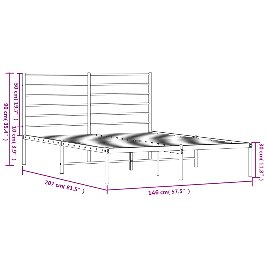 Estructura cama sin colchón con cabecero metal blanco 140x200cm vidaXL