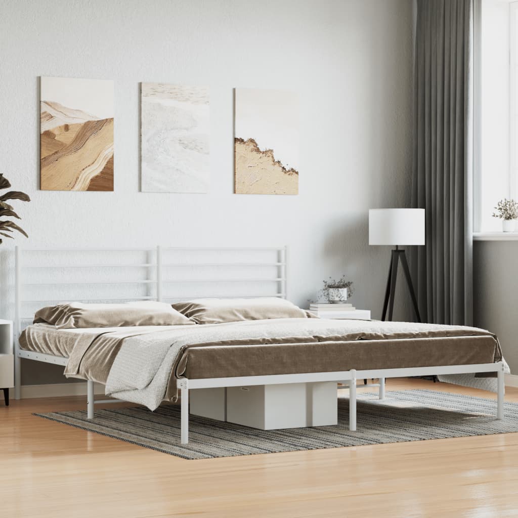 Vetonek Estructura cama sin colchón con cabecero metal blanco 183x213cm