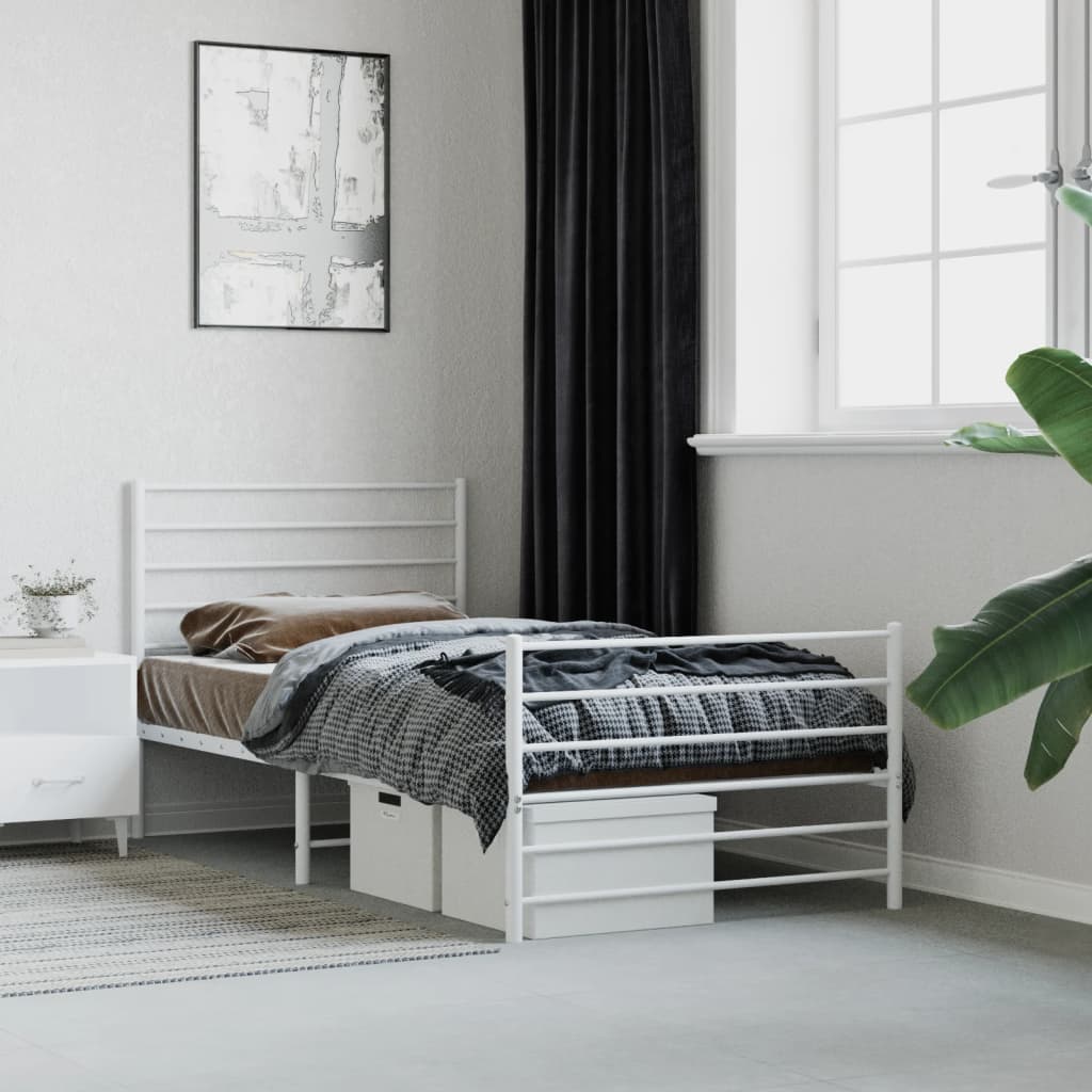 Vetonek Estructura cama sin colchón con estribo metal blanco 80x200 cm