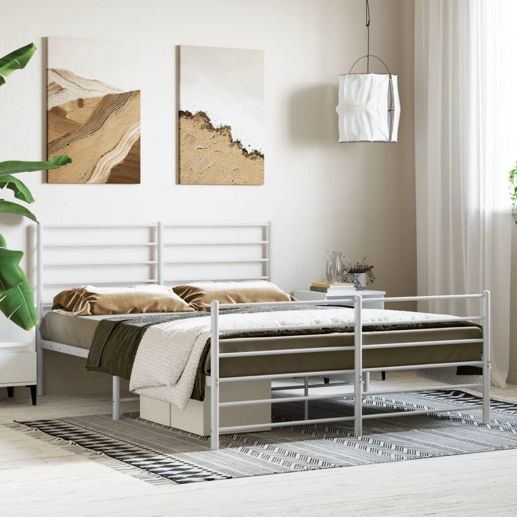 Estructura cama sin colchón con estribo metal blanco 120x190 cm vidaXL