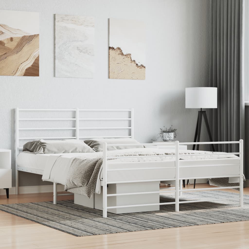 Vetonek Estructura cama sin colchón con estribo metal blanco 135x190 cm