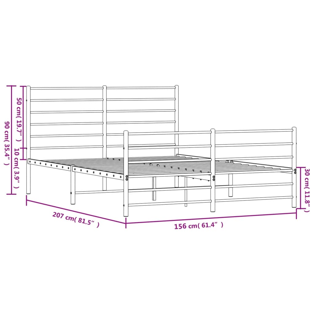 Estructura cama sin colchón con estribo metal blanco 150x200 cm