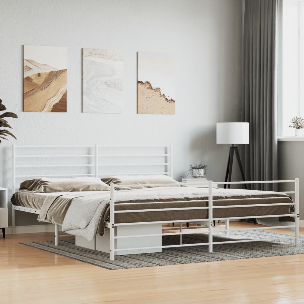 Vetonek Estructura cama sin colchón con estribo metal blanco 180x200 cm