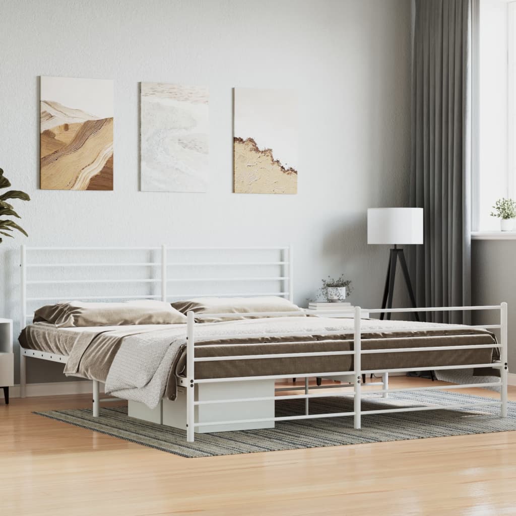 Vetonek Estructura cama sin colchón con estribo metal blanco 183x213 cm