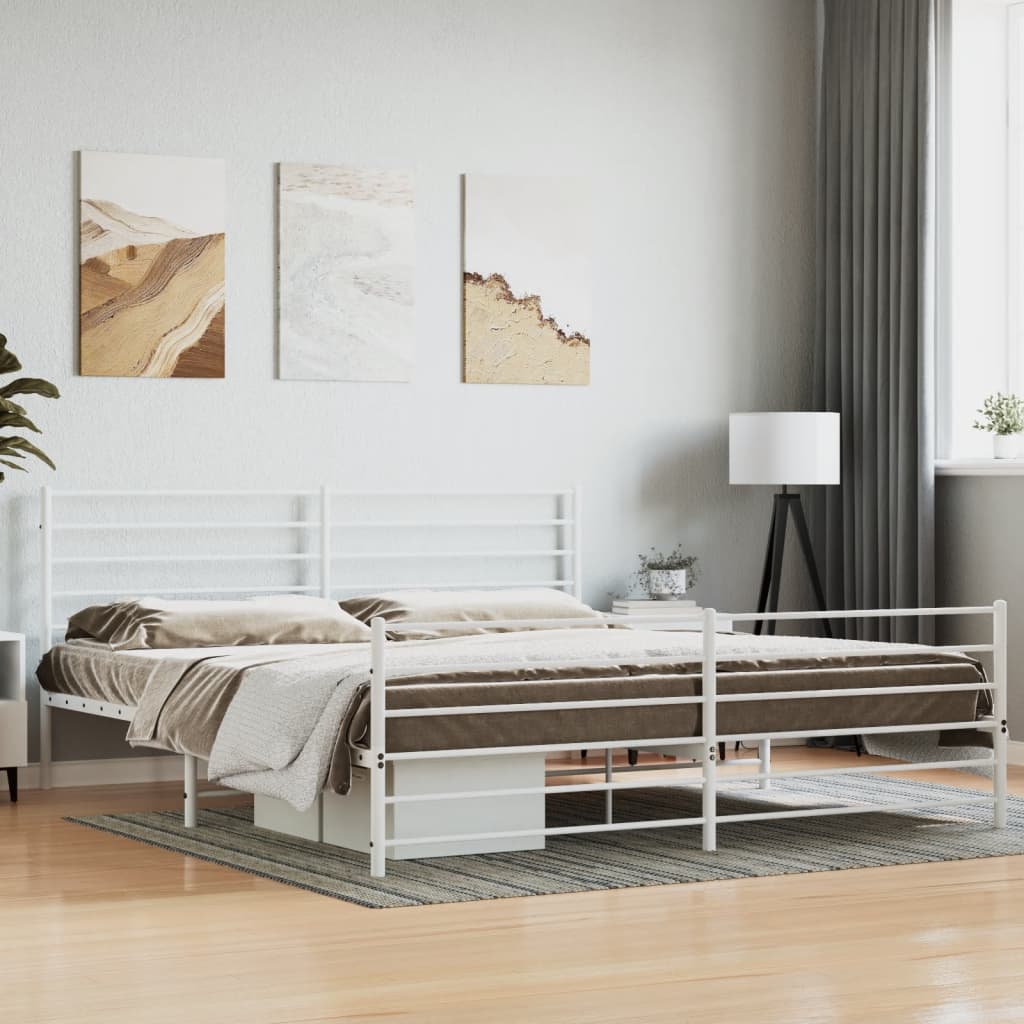 Vetonek Estructura cama sin colchón con estribo metal blanco 200x200 cm