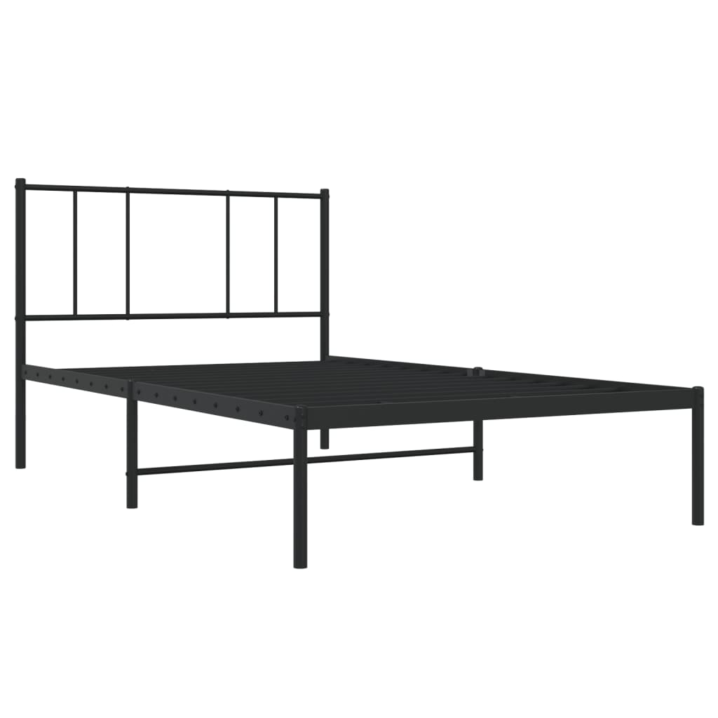 Estructura cama sin colchón con cabecero metal negro 100x200 cm