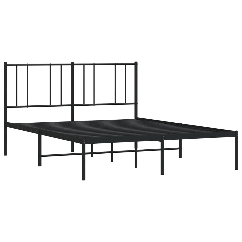 Estructura cama sin colchón con cabecero metal negro 140x190 cm