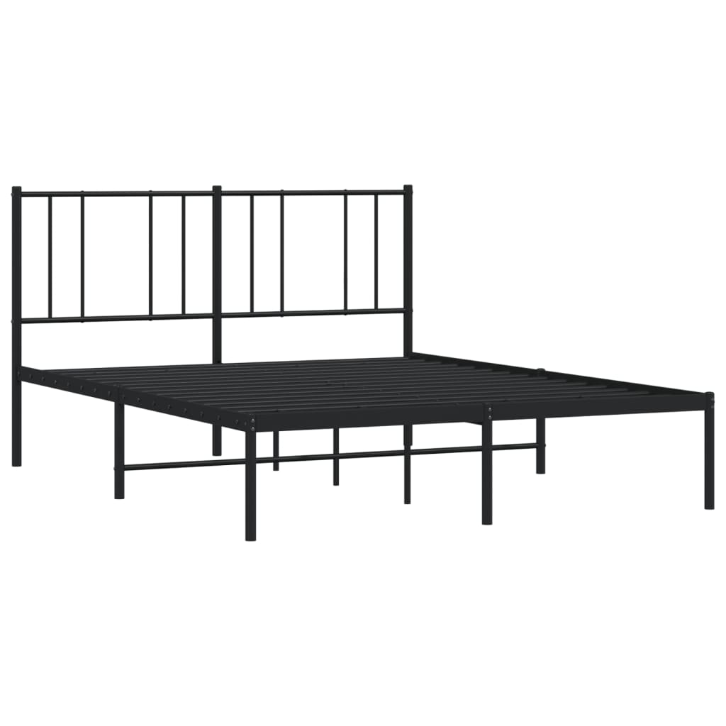 Letto senza nero con testiera in metallo nero 150x200 cm