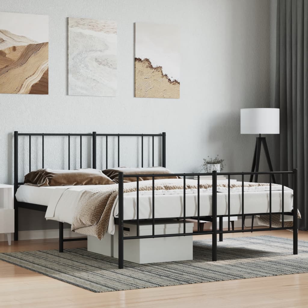 Vetonek Estructura cama sin colchón con estribo metal negro 120x190 cm