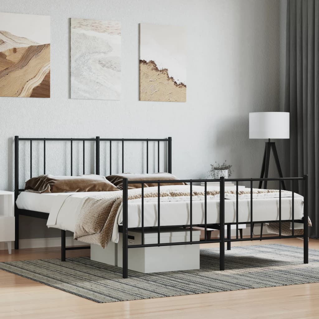 Vetonek Estructura cama sin colchón con estribo metal negro 135x190 cm