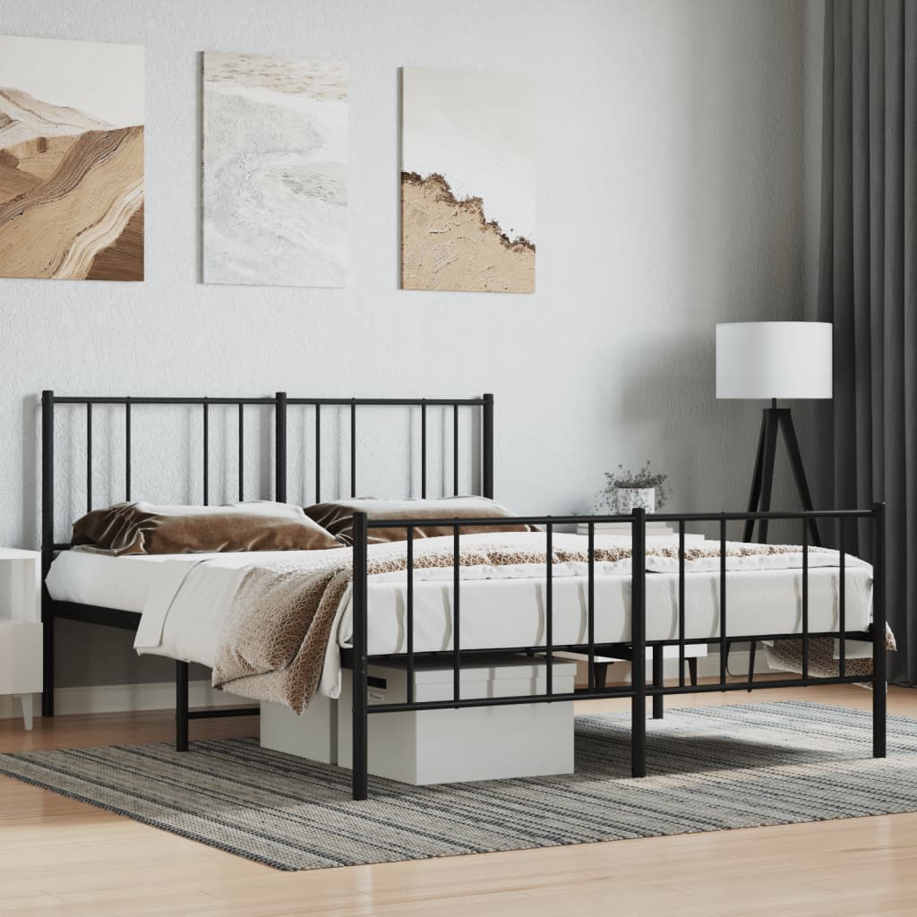 Vetonek Estructura cama sin colchón con estribo metal negro 140x190 cm