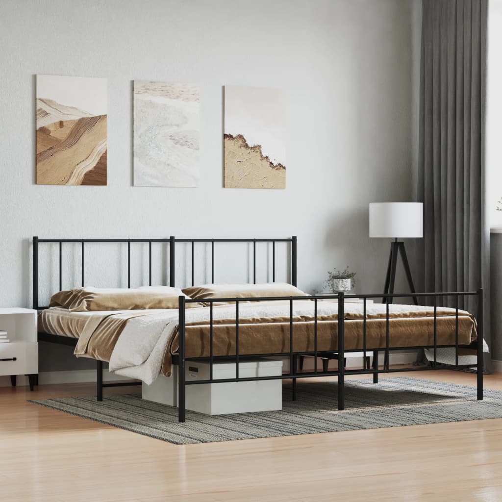 Vetonek Estructura cama sin colchón con estribo metal negro 193x203 cm