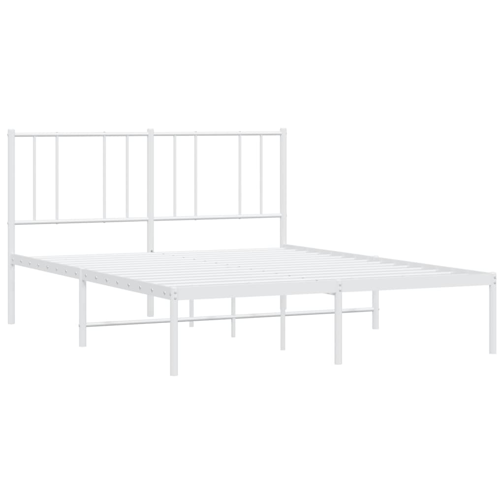 Bed without mattress with white metal headboard 120x190cm