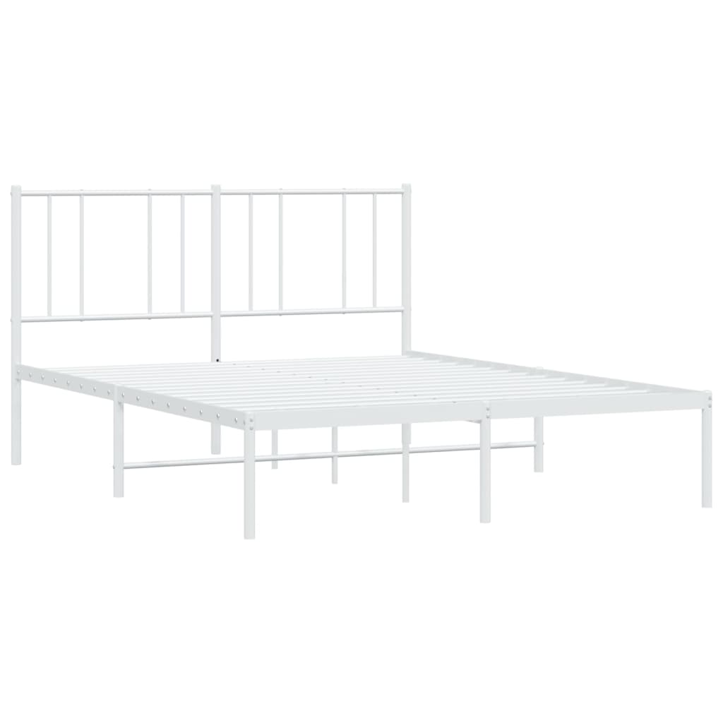 Cama sem colchão com cabeceira de metal branco 140x200cm