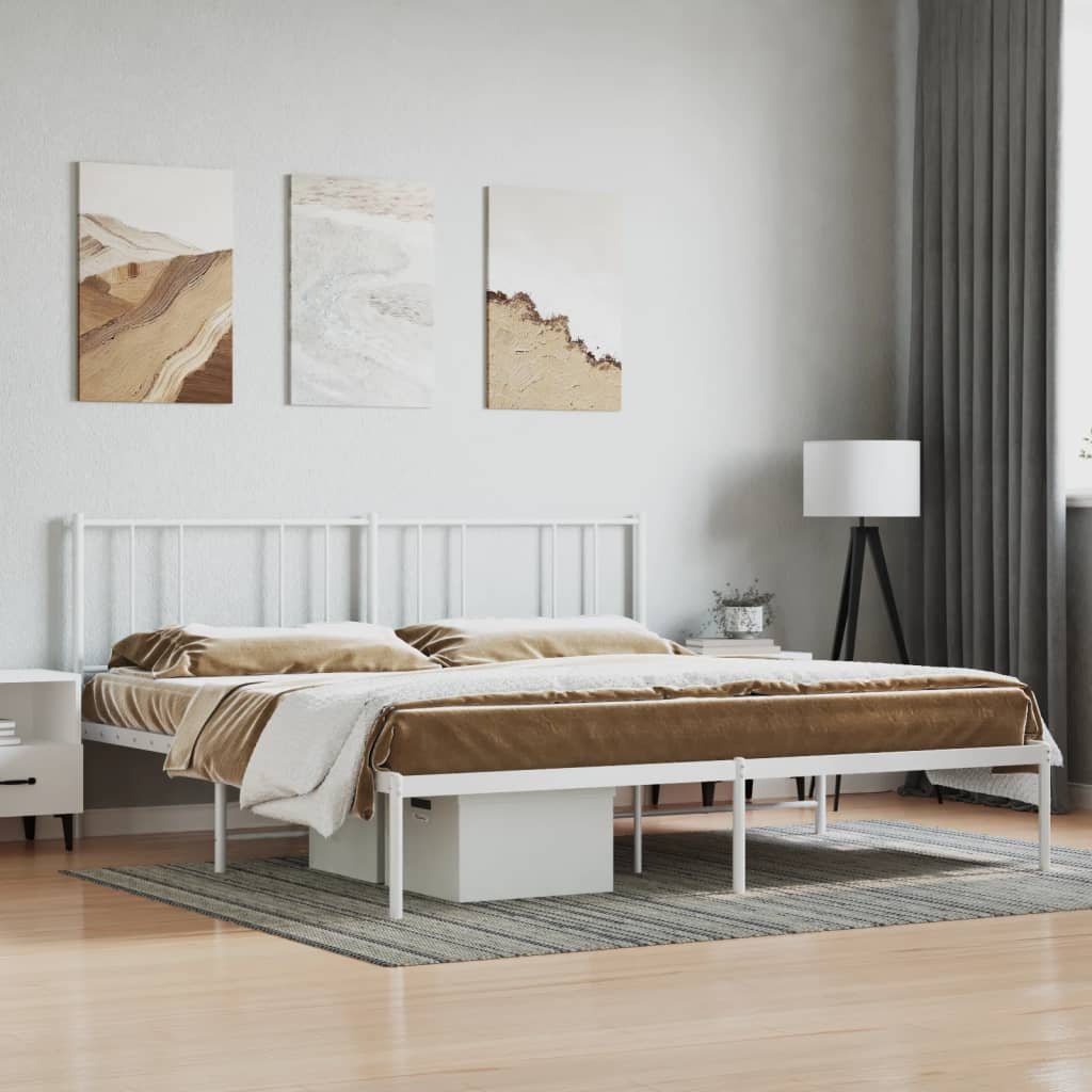 Vetonek Estructura cama sin colchón con cabecero metal blanco 183x213cm