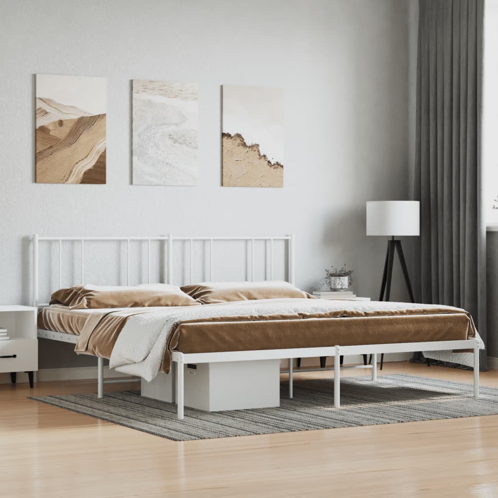 Vetonek Estructura cama sin colchón con cabecero metal blanco 193x203cm