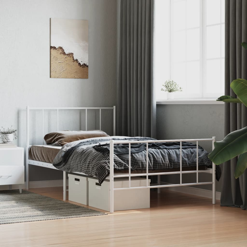 Vetonek Estructura cama sin colchón con estribo metal blanco 100x190 cm