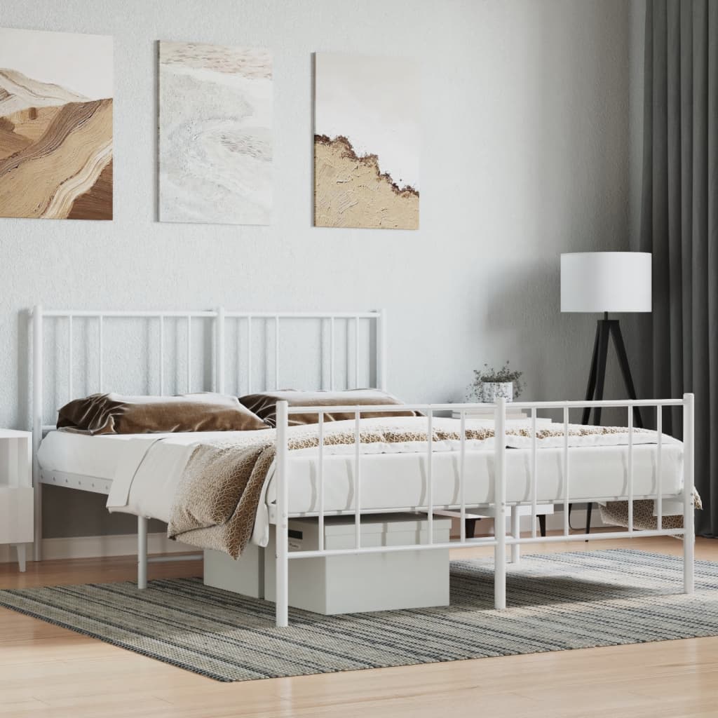 Vetonek Estructura cama sin colchón con estribo metal blanco 120x190 cm