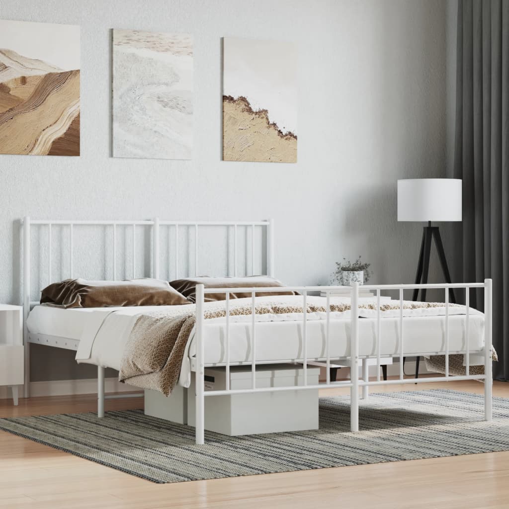 Vetonek Estructura cama sin colchón con estribo metal blanco 135x190 cm