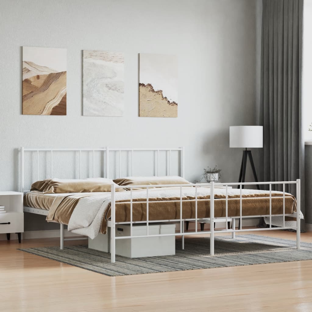 Vetonek Estructura cama sin colchón con estribo metal blanco 180x200 cm