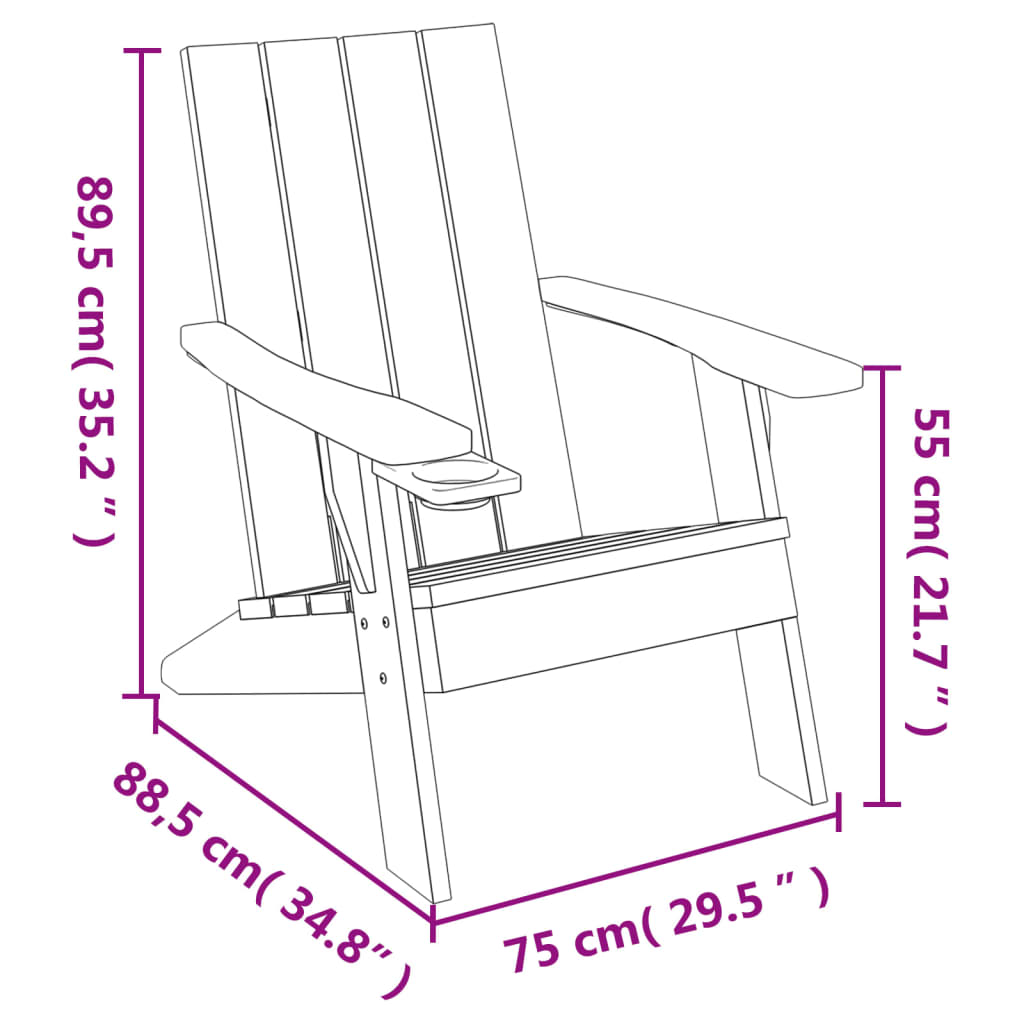 Silla de jardín Adirondack marrón claro 75x88,5x89,5 cm