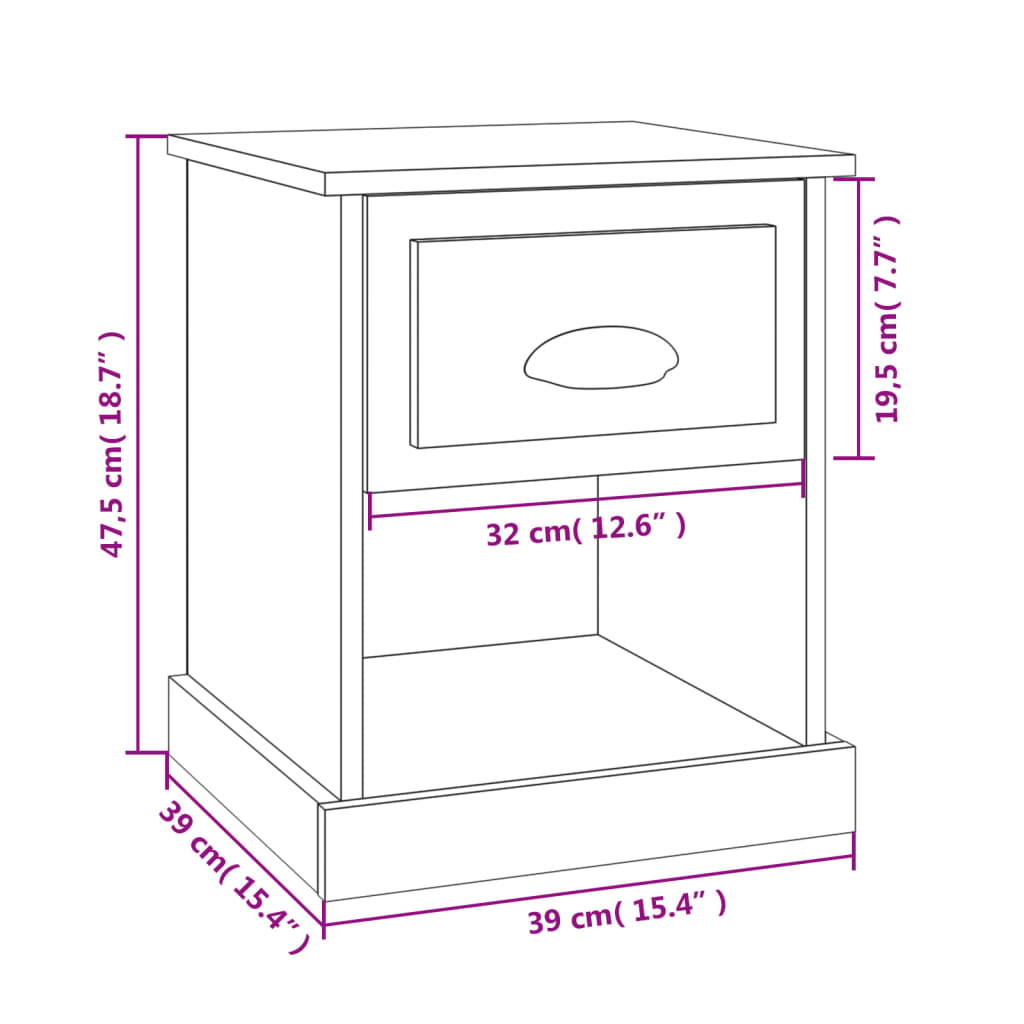 Mesita de noche madera contrachapada blanco 39x39x47,5 cm vidaXL