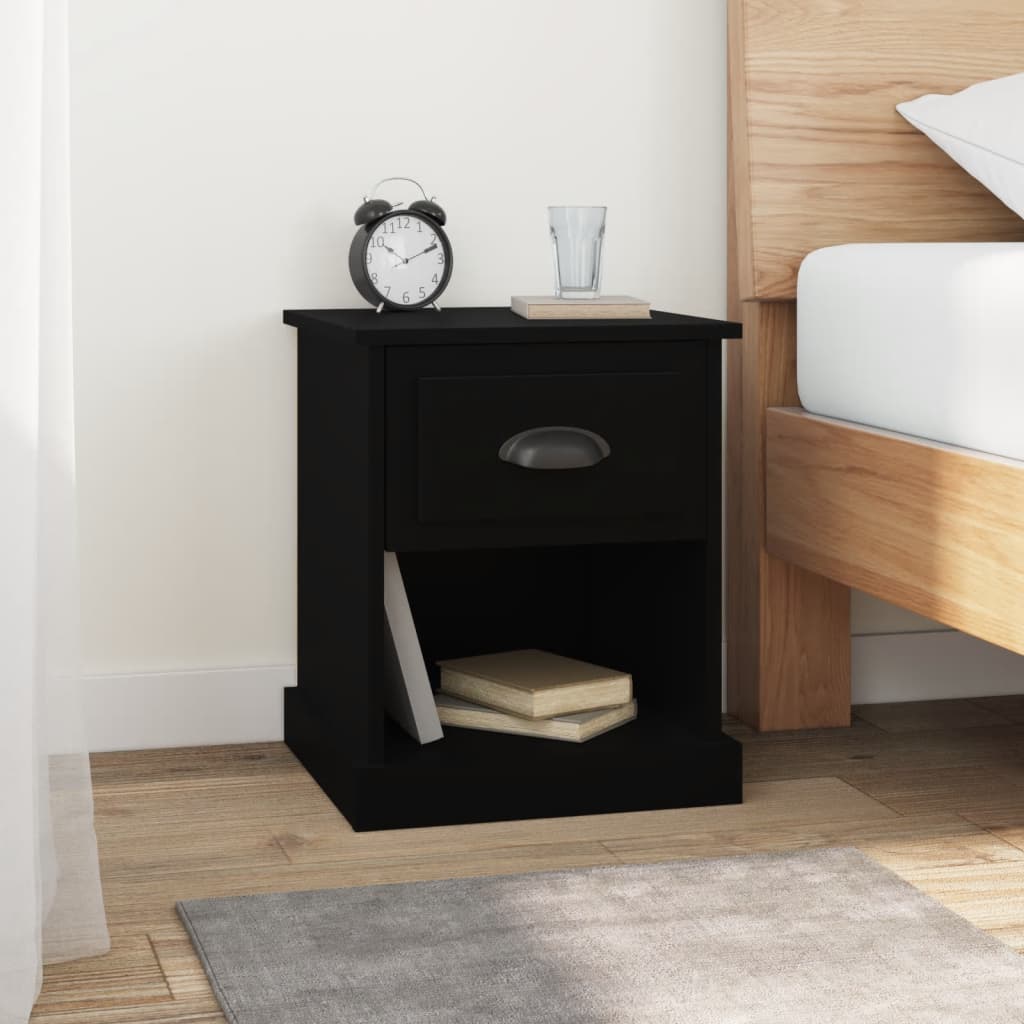 Vetonek Mesitas de noche 2 uds madera contrachapada negro 39x39x47,5 cm