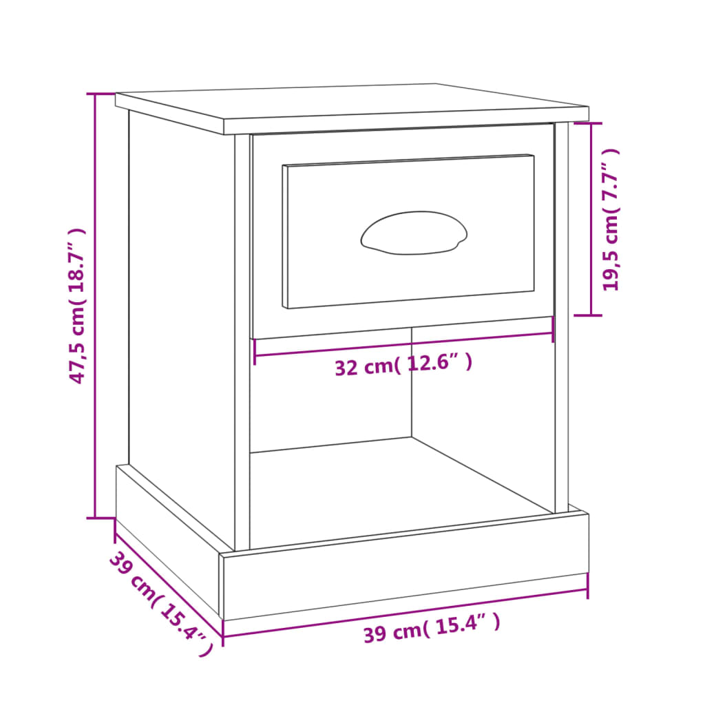 Tabelas noturnas 2 UDs Wood Roble 39x39x47,5 cm